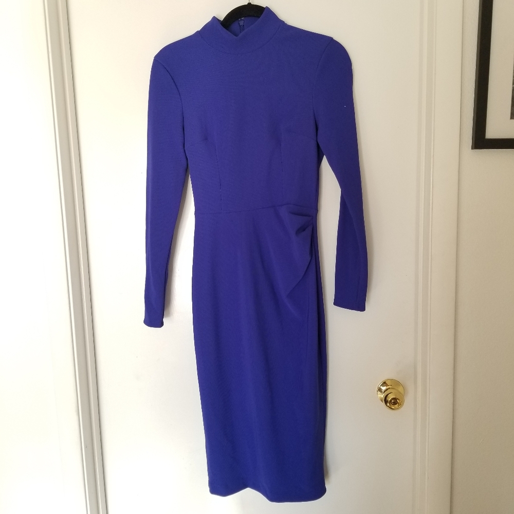 The Pretty Dress Comany Cobalt Blue Mock Neck Pencil Dress